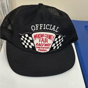 Vintage Black McKean County Fair Raceway Hat Cap SnapBack